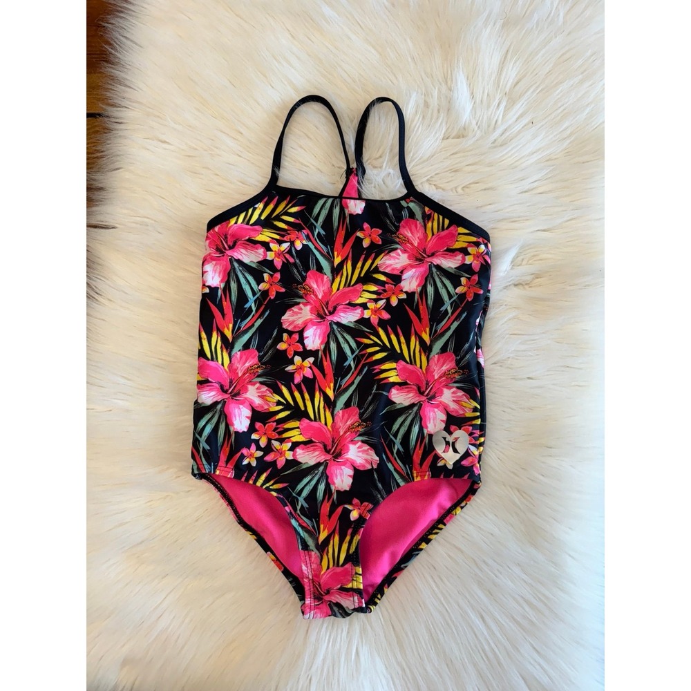 Hurley Girls floral Hawaiian‎ swim one piece 5/6 size EUC